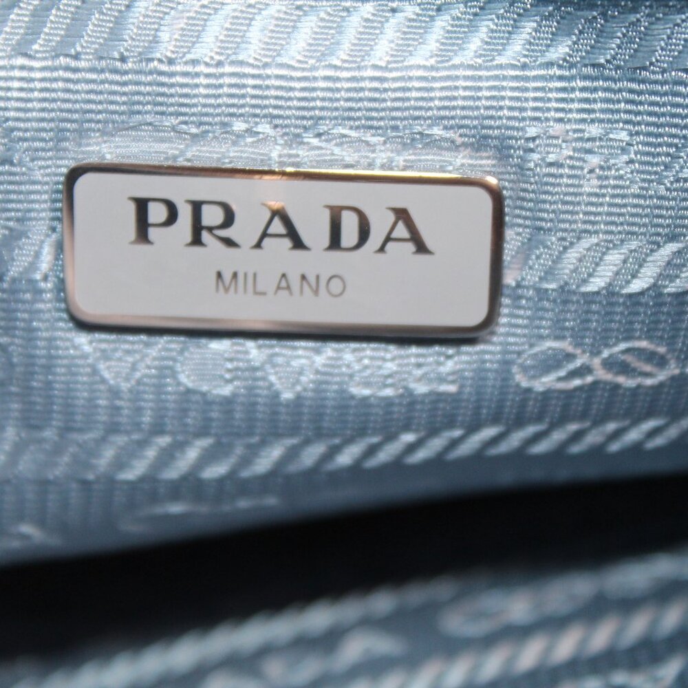 Prada Re-Edition 2005 Embroidered Drill Shoulder Bag wPouch Blue White Crossbody - Picture 6 of 16